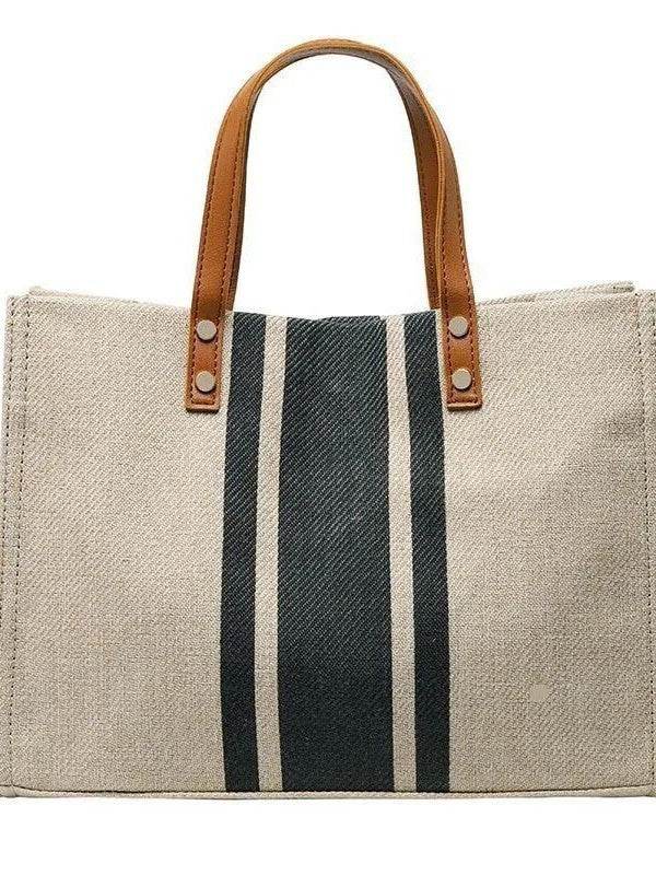 Women's Portable Briefcase Professional Commute Striped Minimalist Shoulder Bag - Velora