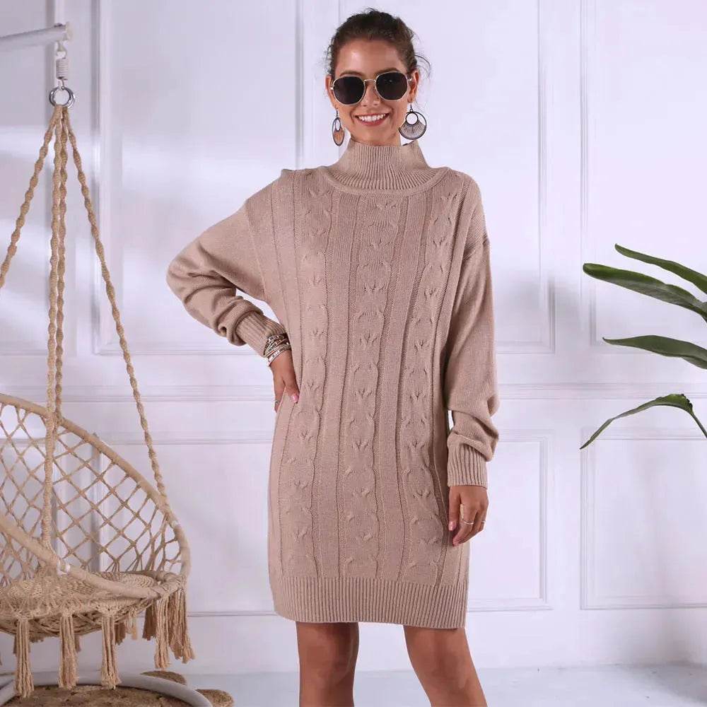 Autumn Winter Knitted Mini Sweater dress - Velora