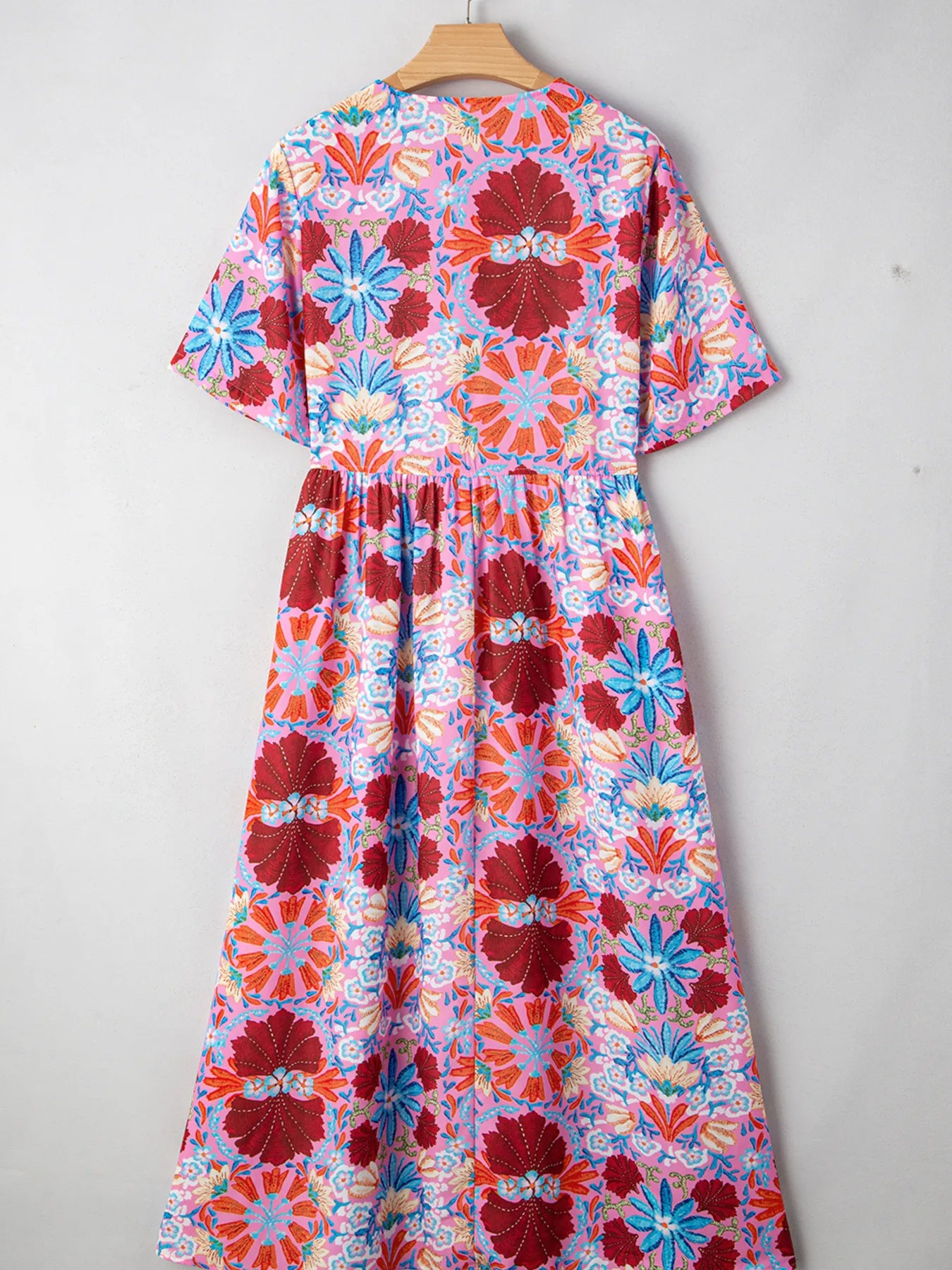 Floral Print Tie Front Midi Dress - Velora