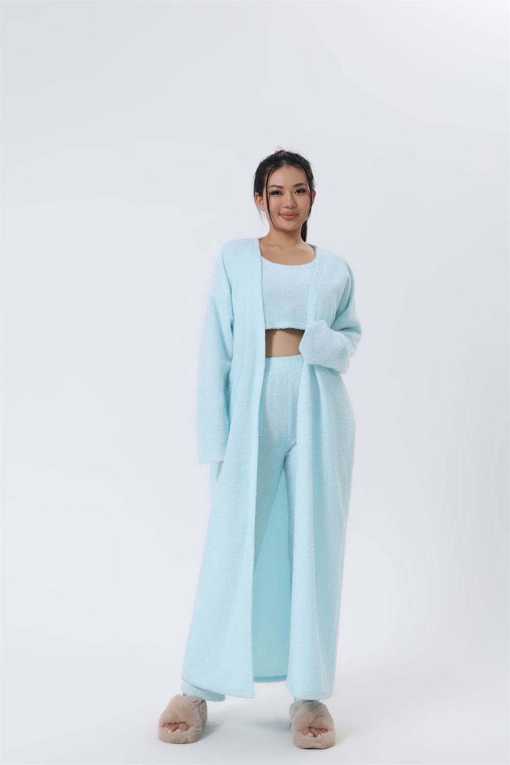Cozy Pajama Set, 3 Piece Lounge Set, Cute Loungewear, Warm Suit Sets, Matching Set, Lounge Set, 3 Piece Pant Sets, Women Winter Dress - Velora