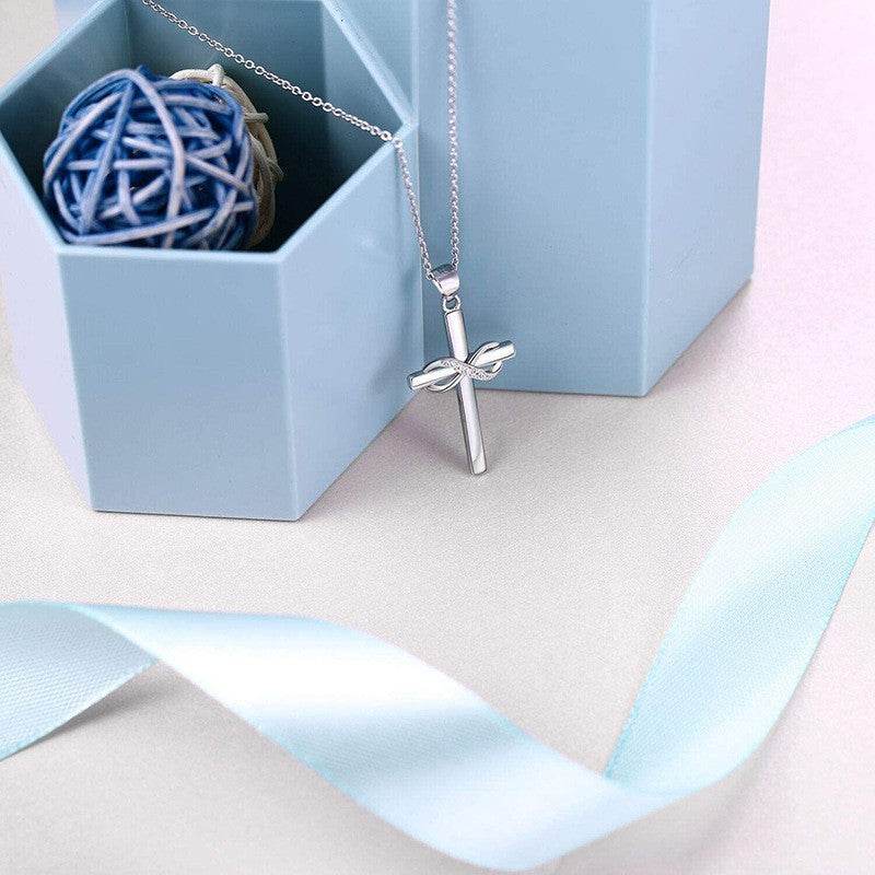 Cross With Infinity Sign Pendant Necklace For Women Simple Stylish Gold Color Neck Accessories Temperament Lady Jewelry Fashion Jewelry Valentine's Day Gifts - Velora
