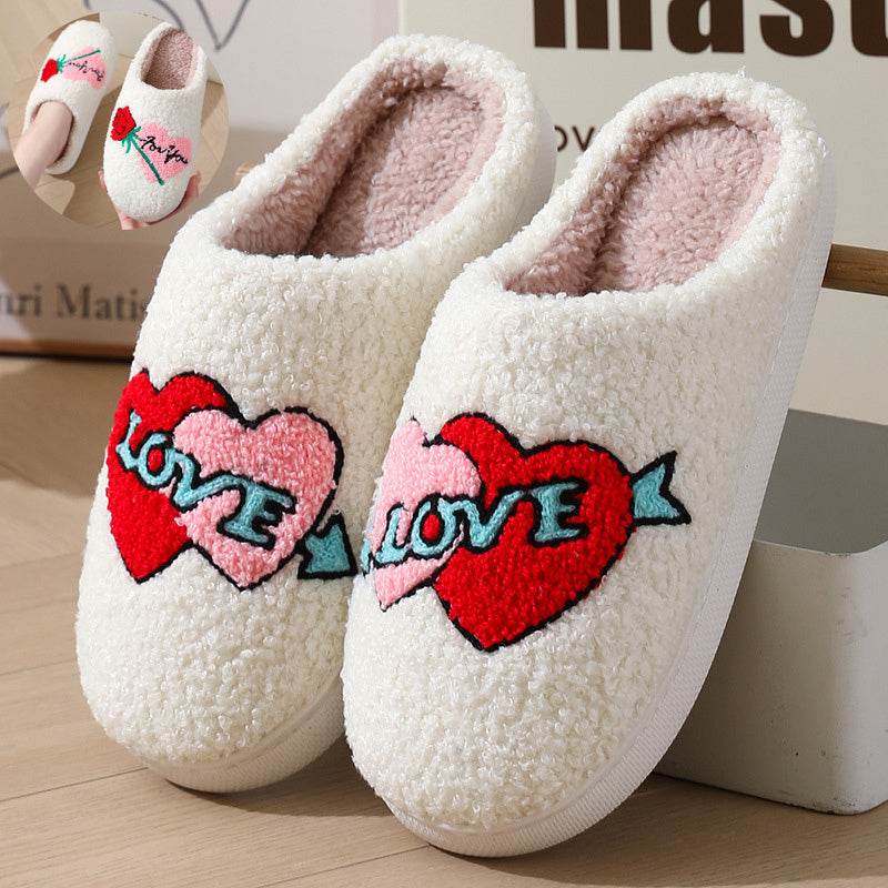 Women's Home Slippers Fashion Plush House Shoes For Valentine's Day - Velora