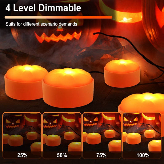 4 Pack Halloween LED Pumpkin Lights Battery Operated Halloween Decoration Lights With 2 Light Modes 4 Timer Setting Remorte Control For Party Pumpkin Decor - Velora