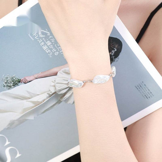 Rhombus Baroque Artificial Pearl Bracelet Female French High Sense Ins - Velora