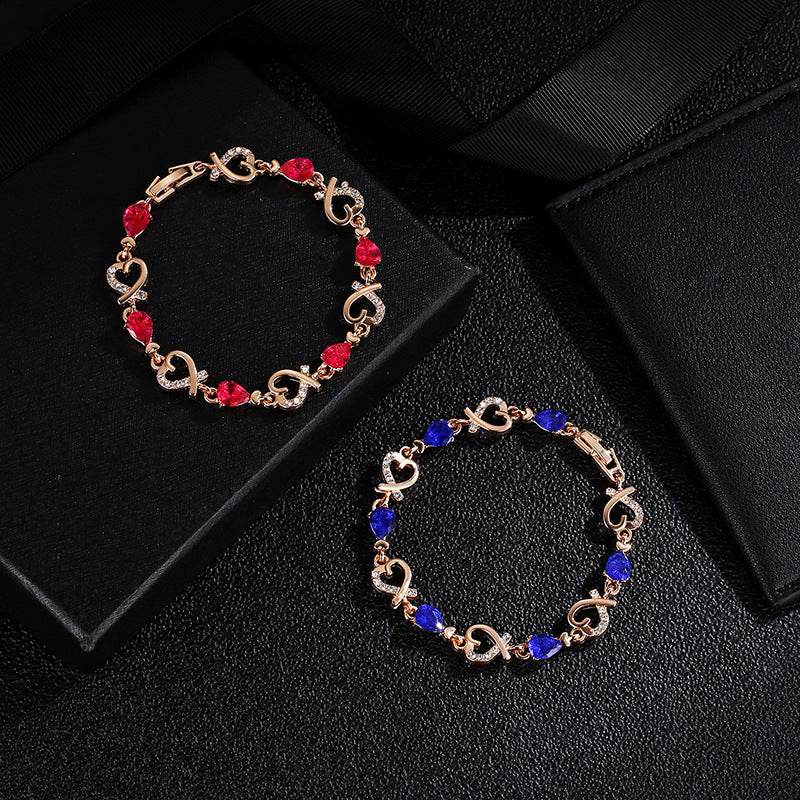 Hollow Love Bracelet With Rhinestones Fashion Temperament Heart-shaped Bracelet For Valentine's Day Gift Jewelry - Velora