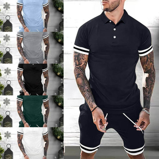Mens Short Sets 2 Piece Outfits Polo Shirt Fashion Summer Tracksuits Casual Set Short Sleeve And Shorts Set For Men - Velora