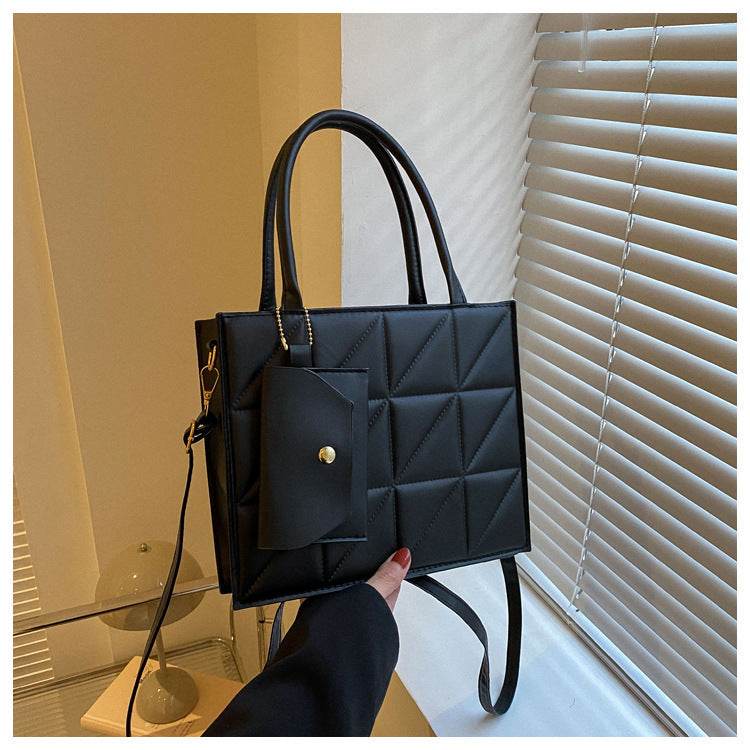 Fashion Plaid Shoulder With Small Wallet Simple Elegant Portable Square Tots Women's Handbag - Velora
