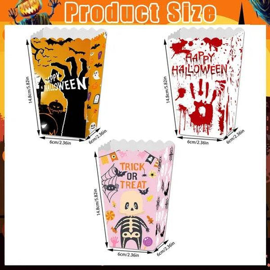 12Pcs Halloween Popcorn Box 3 Designs Spooky Halloween Trick Or Treat Boxes Bloody Theme Party Favor Snack Boxes Candy Cookie Container Paper Boxes For Halloween Holiday Party Supply - Velora