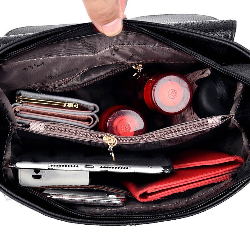 Shoulder Messenger Simple Generous Handheld Lychee Pattern Small Square Bag - Velora