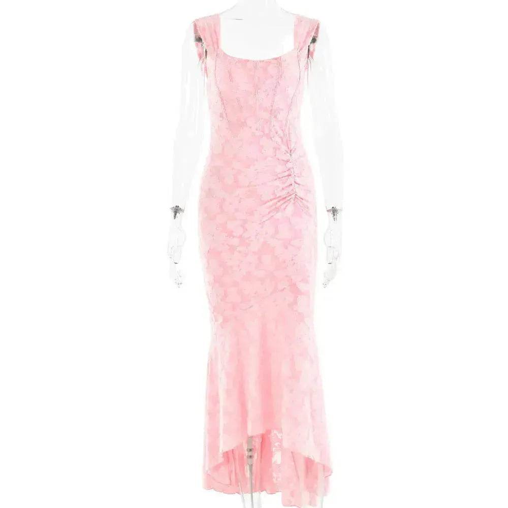 Fashion Off-neck Tube Top Stitching Hip Fishtail Dress for women. - Velora