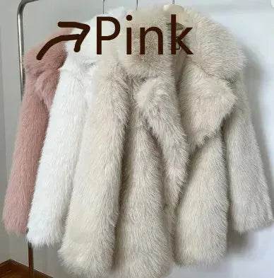 Classy Fashionable Winter Plain Huge Faux Fur Coat for Ladies - Velora