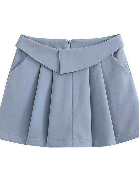 European And American Style College Style High Waist Mini Pleated Skirt - Velora