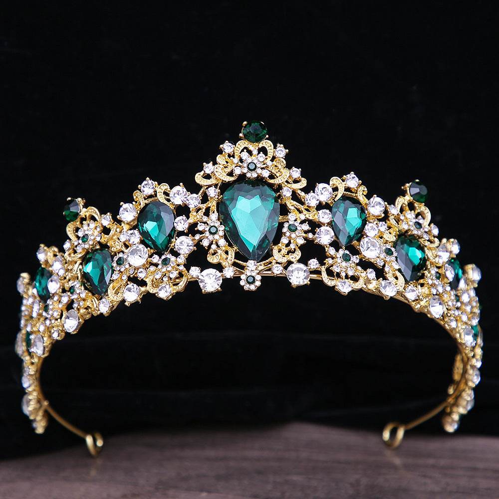 Baroque Rhinestone Crystal Bridal Crown - Velora
