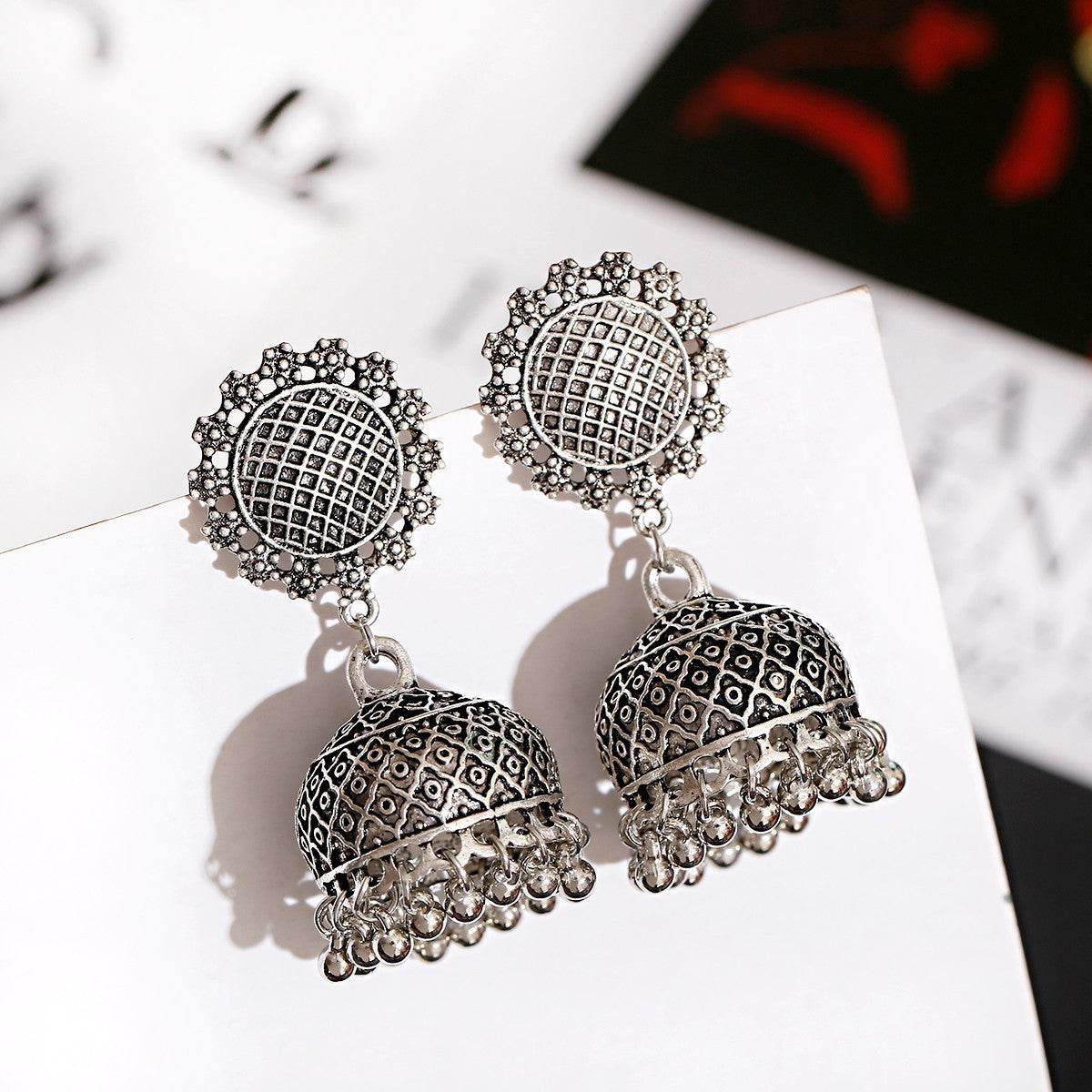 Bohemian Water Drop Ear Studs Buddha Light India Thailand Alloy Round Ring Earrings - Velora