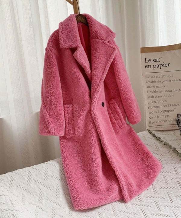 Lapel Lamb Fleece Coat With Pockets Faux Fur Coat Winter Warm Thickening Long Windbreaker Women's Clothing - Velora
