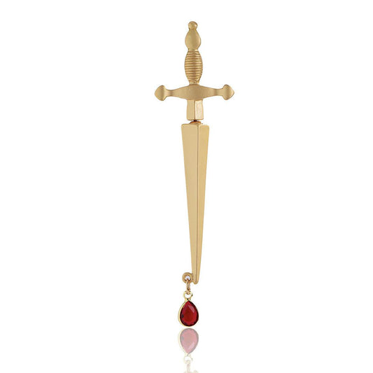 Trendy Hip Hop Red Water Drop Cross Earrings - Velora