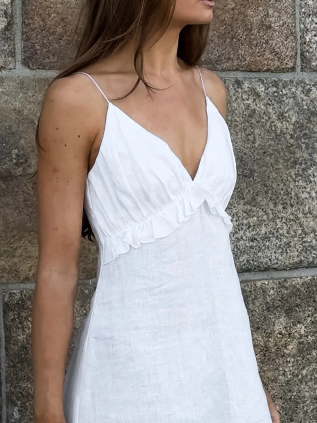 Ruffled V-Neck Maxi Dress - Velora