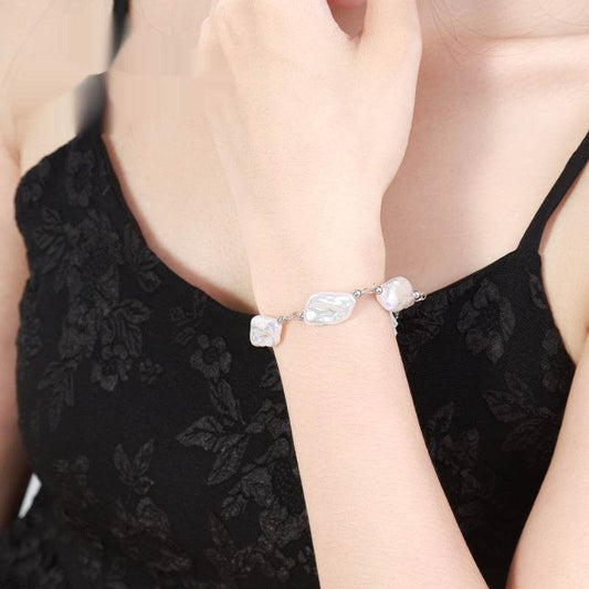 Rhombus Baroque Artificial Pearl Bracelet Female French High Sense Ins - Velora
