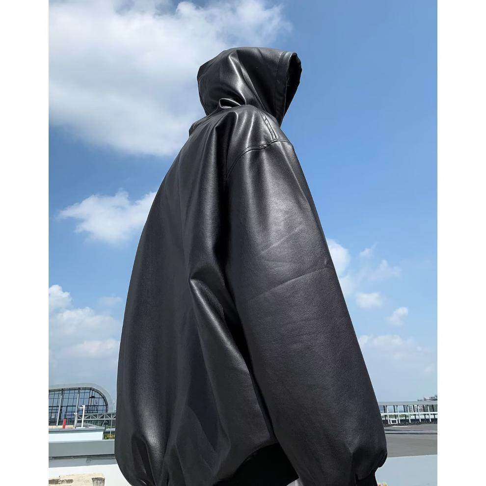Hooded Couple Spring And Autumn Leather Jacket Coat Tide - Velora