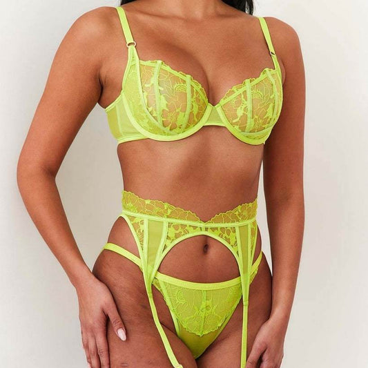 Women's Fashion Embroidered Bra Garter Suit - Velora