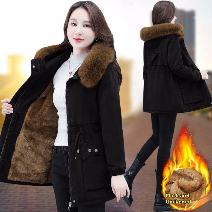 Women's Short Winter Loose Fleece Padded Coat - Velora