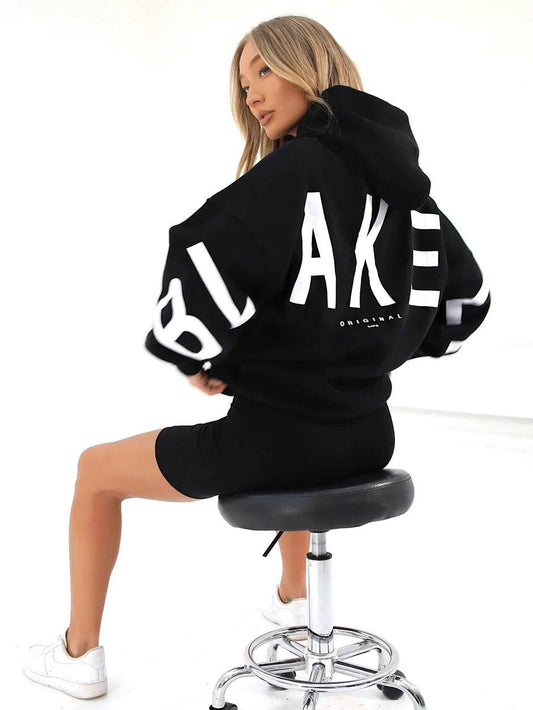 Women's Fashion Printed Thickening Fleece Loose Hooded Sweater - Velora