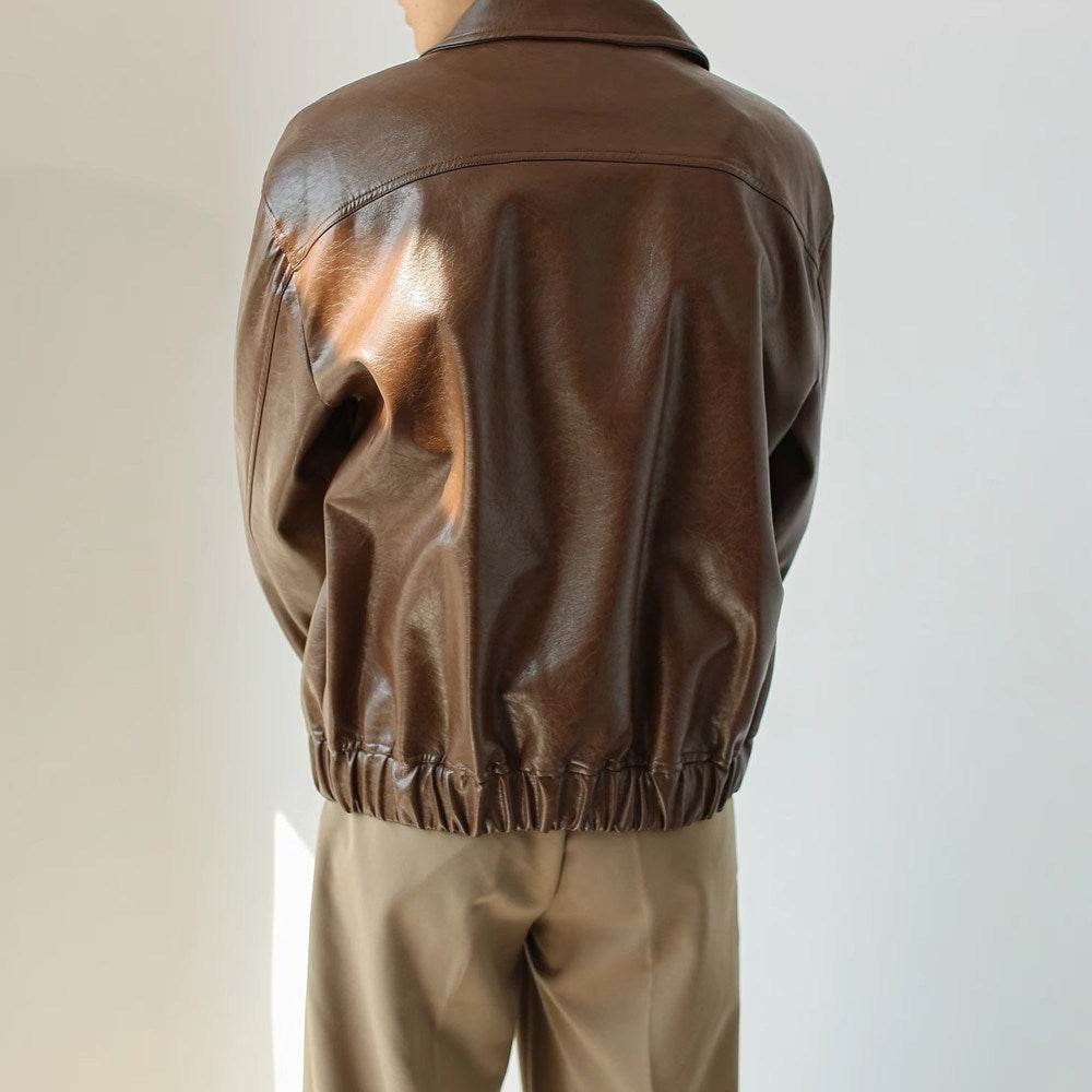 Men's Retro Short Personalized Leather Coat - Velora