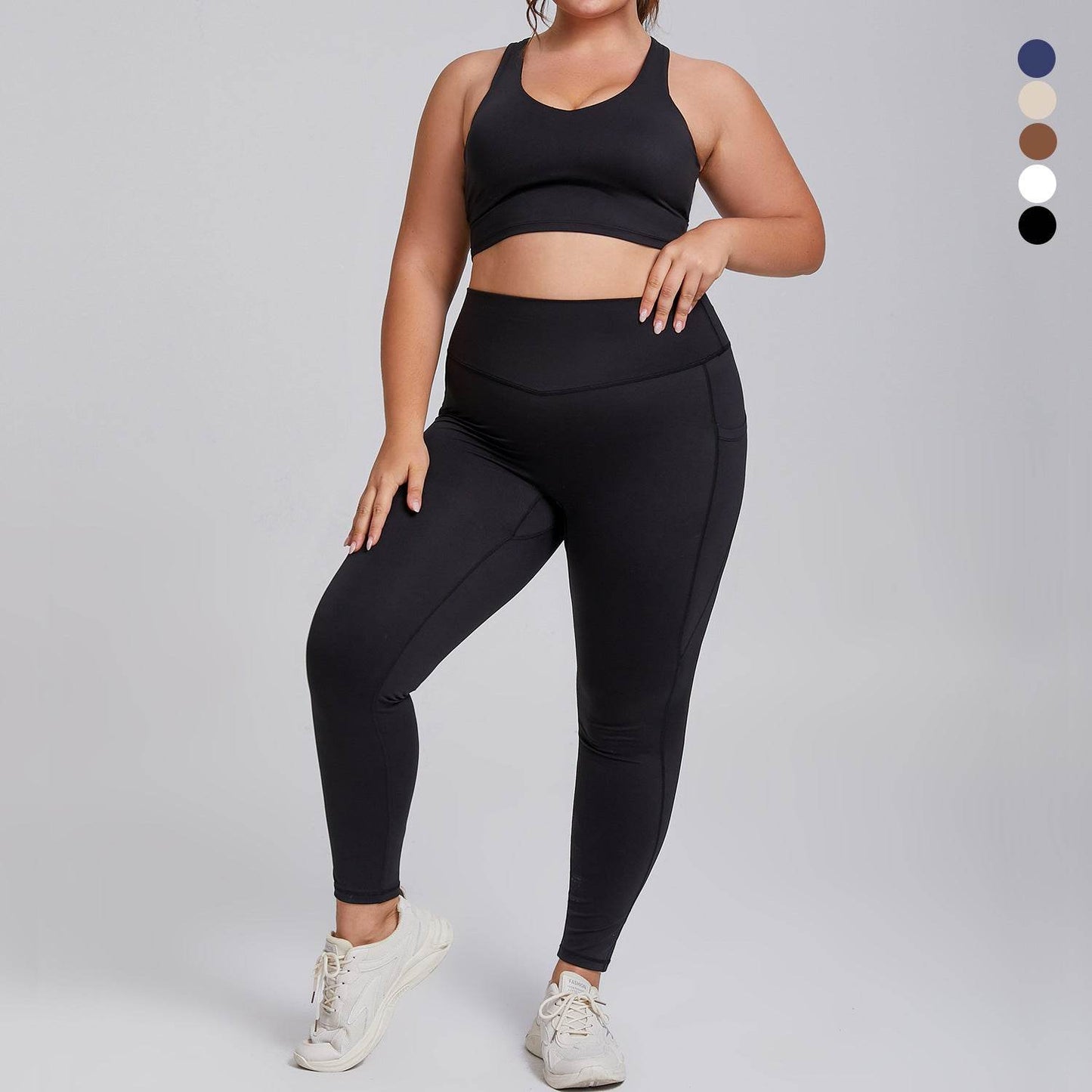Plus Size Women Sports Workout Gym - Sleeveless Crop and Pant - Velora
