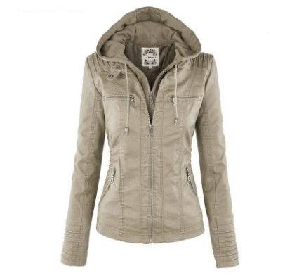 Fashion Detachable Hooded Jacket With Pockets Casual Solid Color Zipper Long Sleeve Leather Coat Autumn Winter Women's Clothing - Velora