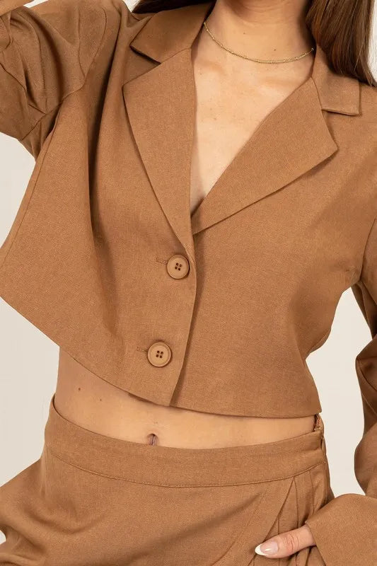 HYFVE Cropped Button-Down Blazer - Velora