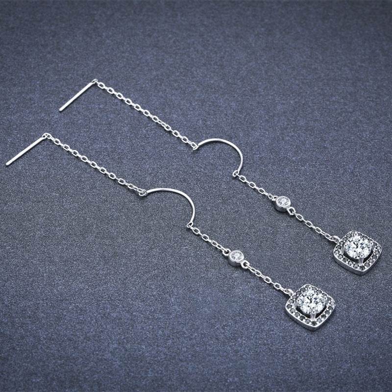 Light Luxury Long Copper Plated Zircon Dangle Earrings - Velora