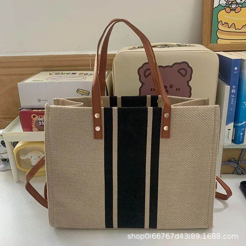 Women's Portable Briefcase Professional Commute Striped Minimalist Shoulder Bag - Velora