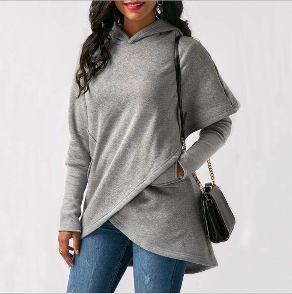 Autumn Winter Fleece Irregular Hoodie Sweatshirts - Velora