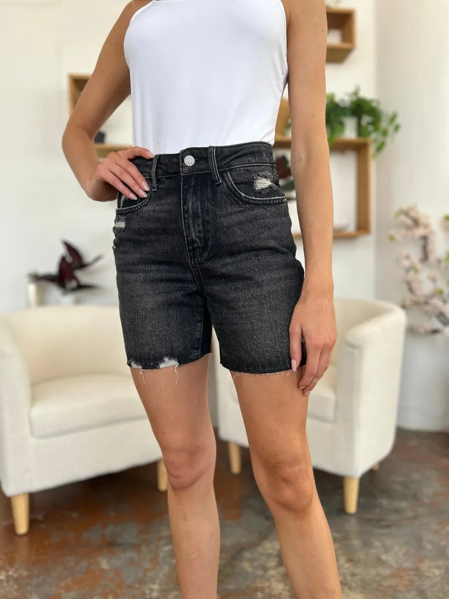 Judy Blue Full Size High Waist Rigid Magic Denim Shorts - Velora