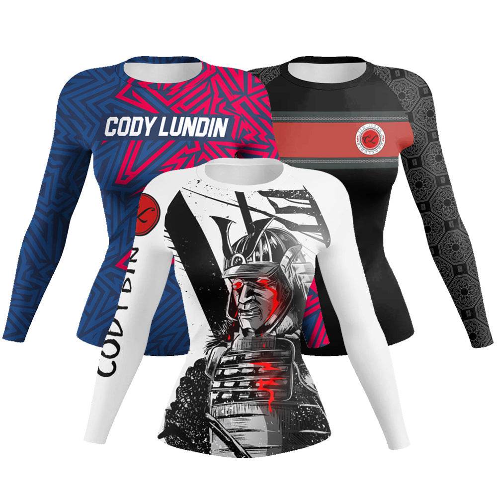 Printed Slim Fit Long Sleeve Workout Tops for Women - Velora