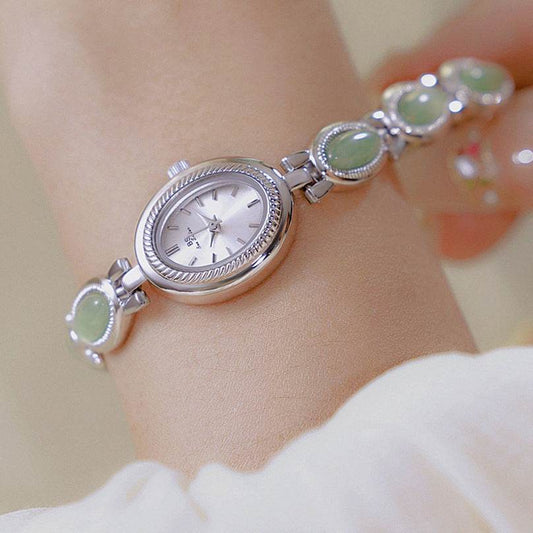 Women's Watch Ladies Bracelet Luxury Brand Waterproof Retro Natural Dongling Stone Hetian Jade Advanced Chain Watches Gift - Velora