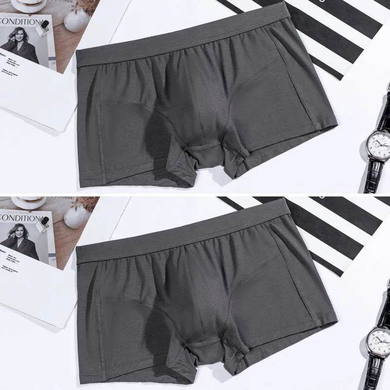 Men's Underwear Plain Cotton Boxer Short Breathable U Convex - Velora