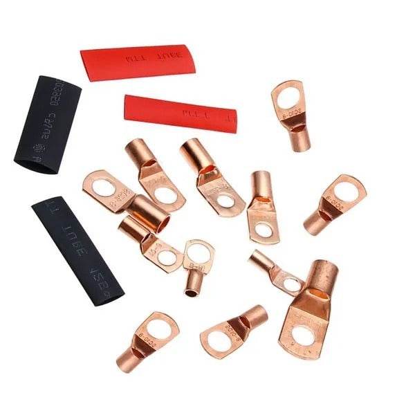 120Pcs Copper Wire Terminal Connectors, AWG 2 4 6 8 10 Copper Wire Lugs With Heat Shrink Set, 60Pcs Copper Wire Lugs And 60pcs Heat Shrink Tubing - Velora