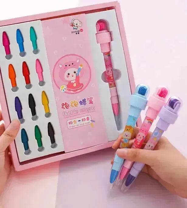 12 Color Bubble Crayon Painting Graffiti Seal for Children - Velora