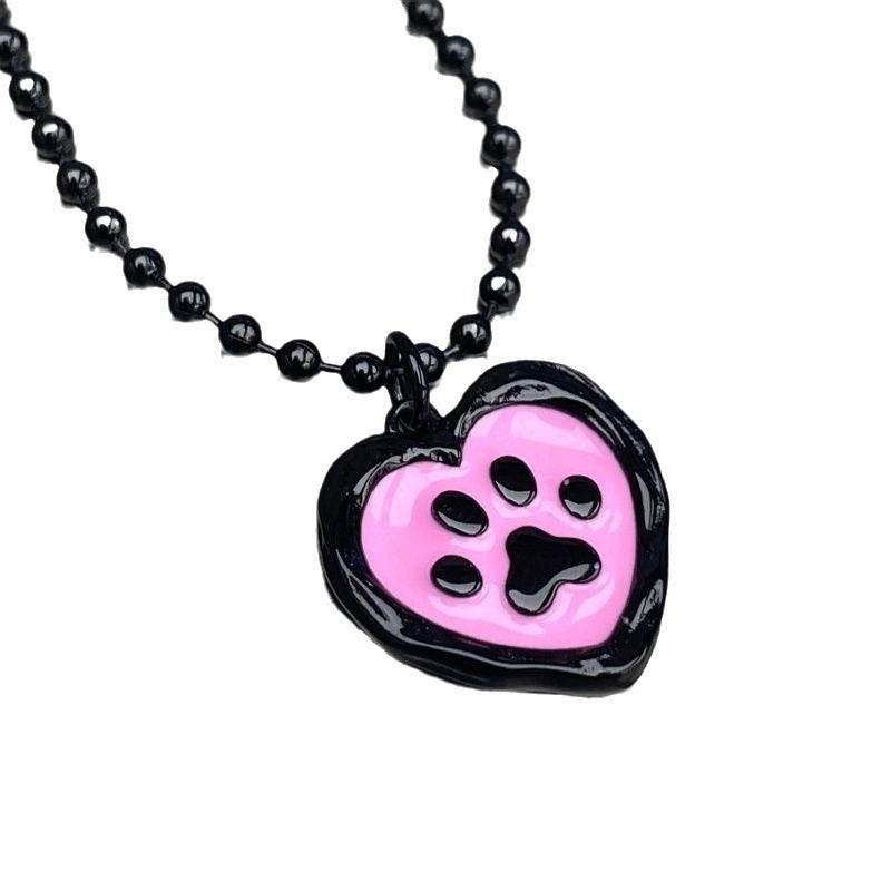 Cute Cartoon Cat Heart Drip Seal Necklace - Velora