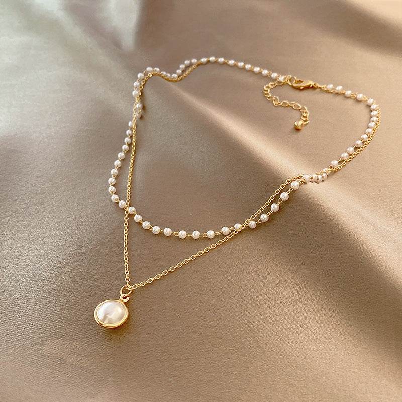 Summer Double-layer Pearls Necklace INS Fashion Clavicle Chain Necklace Jewelry For Beach - Velora