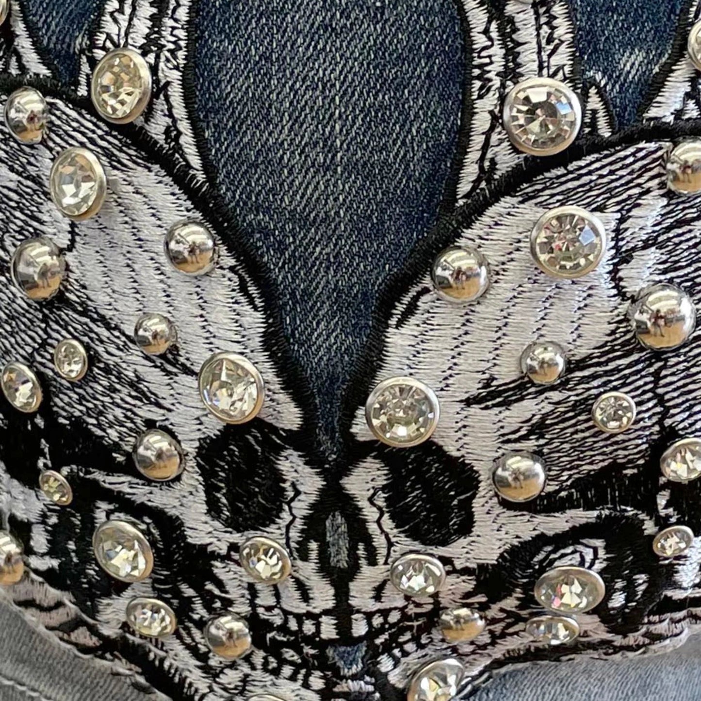 Bus Stop Women's Rhinestone Skull Wing Denim Shorts Boutique of Leathers/Open Road