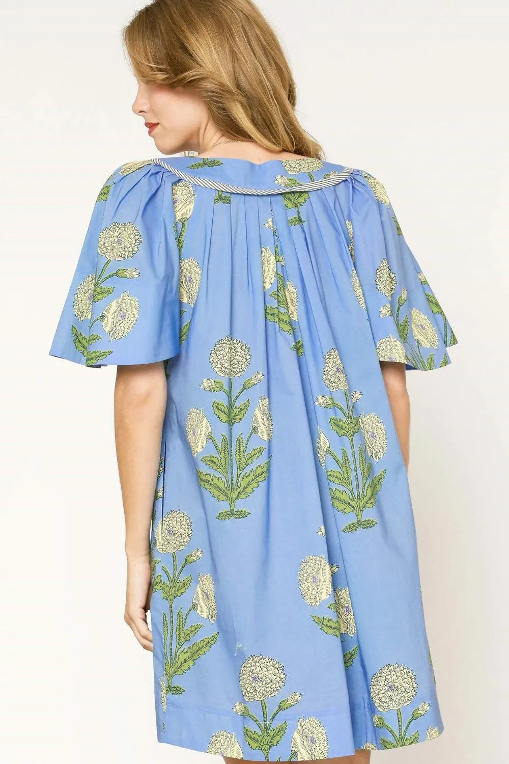 Umgee Tropical Print Bell Sleeve Mini Dress - Velora