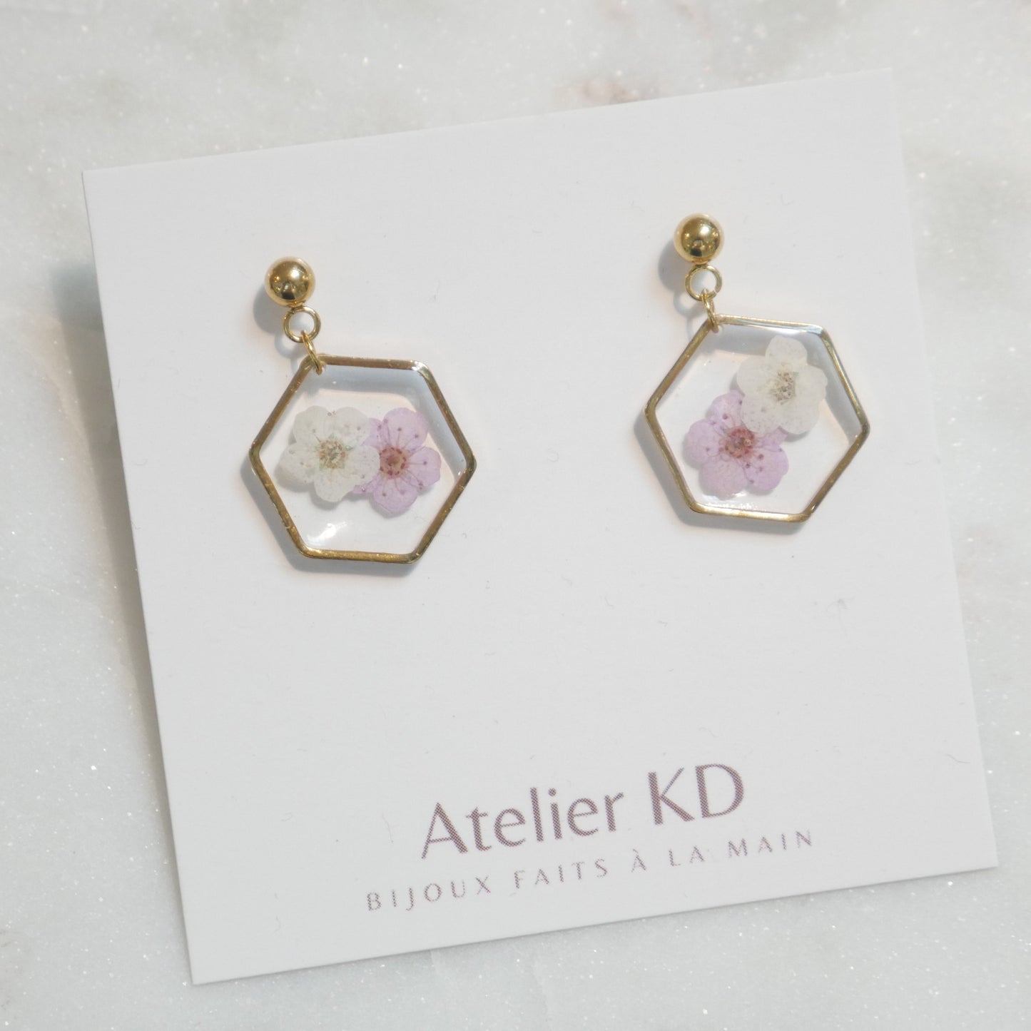 Boucles d'oreilles Lola - hexa blanc et lila - Velora