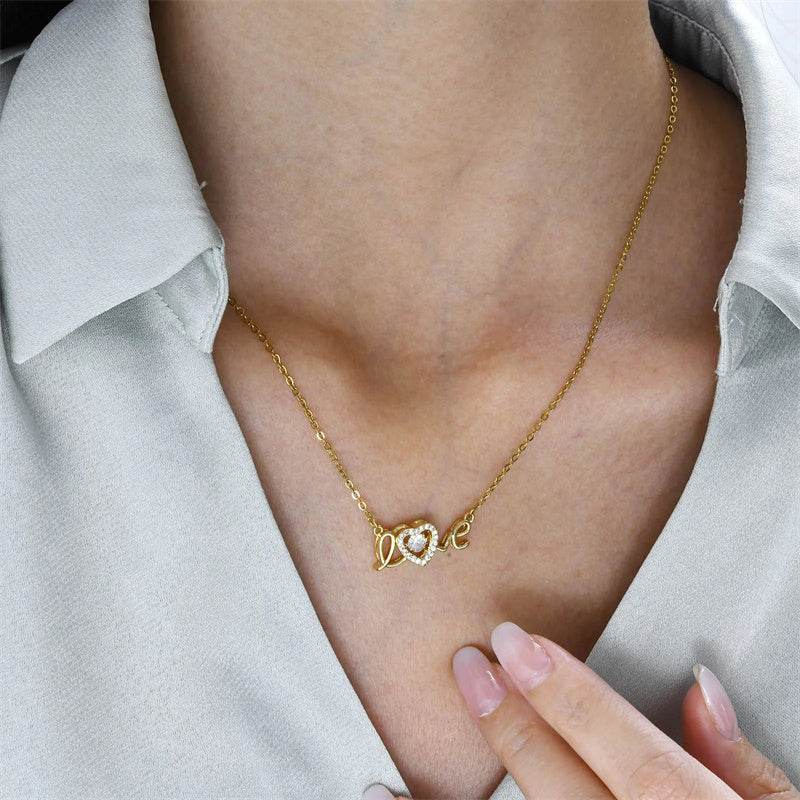 Valentines Day Gift New Titanium Steel Necklace Fashion New Love Smart Necklace Female Clavicle Chain Fashion Jewelry Woman - Velora