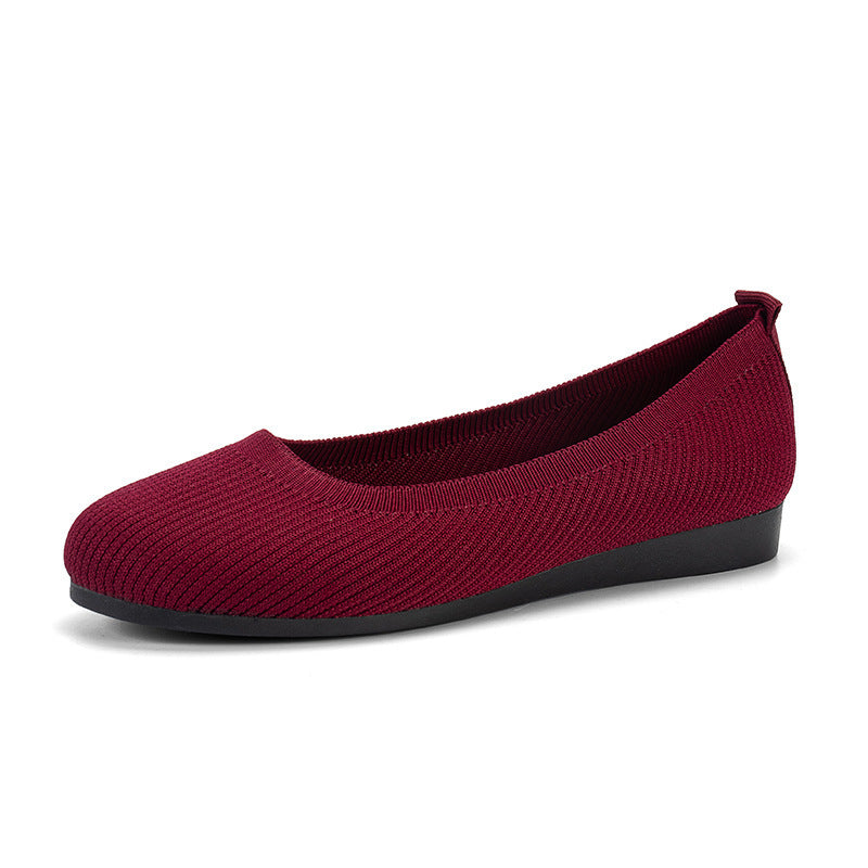 Round Toe Flats Shoes Casual Comfortable Soft Slip On Knit Mesh Shoes For Women - Velora