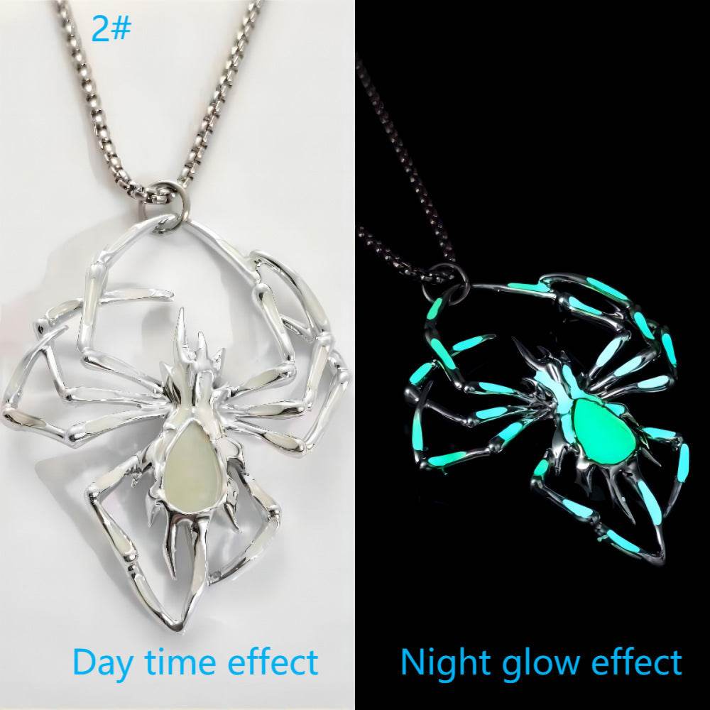 Halloween Creative Stereo Luminous Spider Necklace Jewerly Glowing Night Fluorescence Antique Vintage Glow In The Dark For Men Women Gift Party Halloween Day Club - Velora