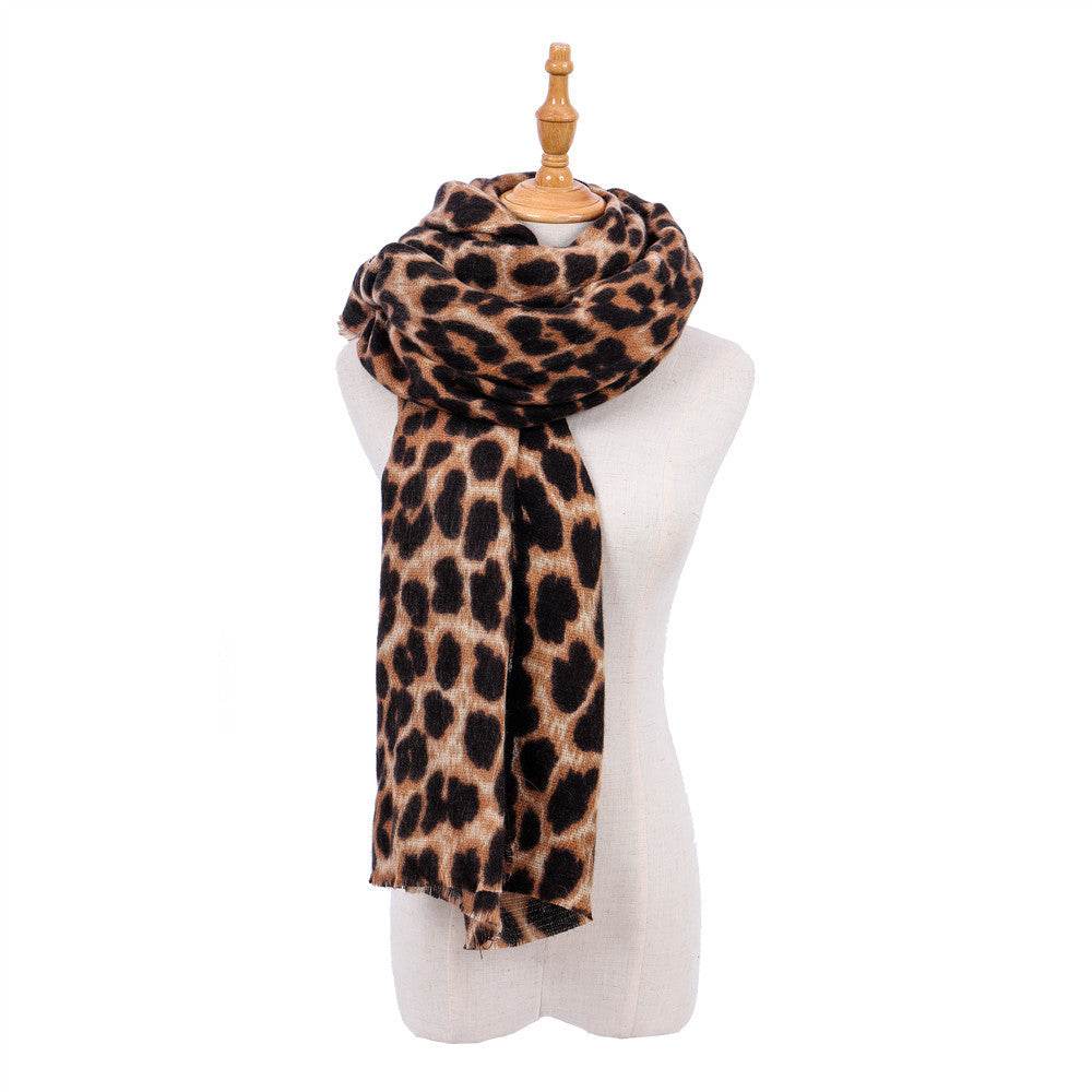Leopard-print cashmere women's scarf shawl - Velora