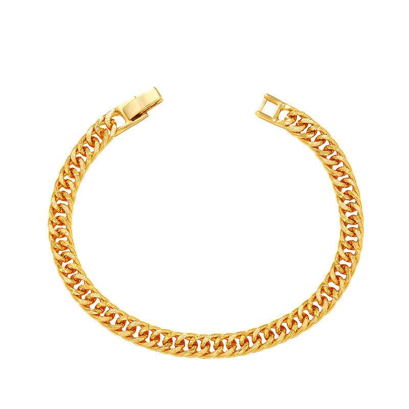 Gold-plated Copper Bracelet Men's Lady Couple Jewelry Alloy Curb Necklace - Velora