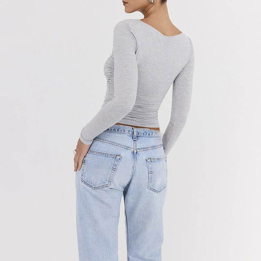Women's Sexy Hot Girl Elegant Slim-fit Long Sleeve T-shirt - Velora
